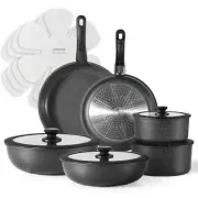 Carote Nonstick Cookware Sets, 17 Pcs Granite Non Stick Pots and Pans Set, Black