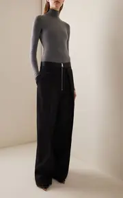 [Khaite] Thea Knit Wool-Blend Turtleneck Bodysuit