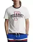 POLO RALPH LAUREN Men’s SZ M White Jersey SS T-Shirt “P” Logo “POLO 1967”