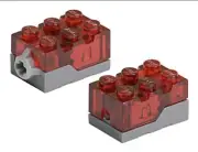 1 Lego Dark Bluish Gray Electric Light Brick 2 x 3 x 1 1/3 Trans-Red Top 5493c01
