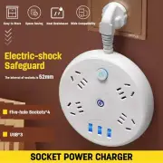 AU Power Strip Socket Plug 4 AC Outlets 3 USB Ports Charger 6 Ft Extension Cord