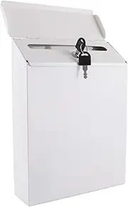 JMIATRY Wall Mounted Post Box, Weatherproof Letter Box Outside, White Galvanised Steel Mailbox with Key for Home and Company, 29x22x6.5cm