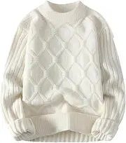 [Generic] Men's Casual Cotton Diamond Ribbed Knitted Sweater with Round Neck and Thickened Warm Sports Pullover
