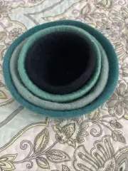 Felted Nesting Bowls Handmade Four bowls Beautiful Shades Of Blue