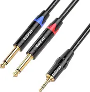TISINO 1/8 Inch TRS Stereo to Dual 1/4 inch TS Mono Y-Splitter Cable 3.5mm Aux Mini Jack to Jack Breakout Cord - 6.6 feet