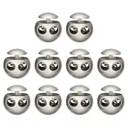 10Pcs Alloy Spring Cord Lock Ends Toggle for Shoelaces Silver Tone 17.6x19.6mm