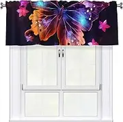 LHBWCVN Butterfly Valances for Windows, Rod Pocket Window Treatment Drapes Farmhouse Kitchen Curtains Short Blackout Window Curtains for Living Room Bedroom Decor 54x18 Inch