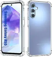 [Lumobrilla] for Samsung A55 Case,Samsung Galaxy A55 Case,Clear[Anti-Yellowing][Shockpoof][Military Grade Protection] Reinforced Corners Slim Fit Soft Flexible TPU Bumper Phone Case for A55 5G,Clear