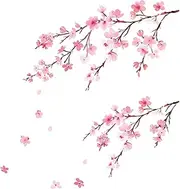 DECOWALL DWL-1903 Watercolor Cherry Blossoms Kids Wall Stickers Wall Decals Peel and Stick Removable Wall Stickers for Kids Nursery Bedroom Living Room