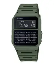 Casio CA-53WF-3B Green Dual Time Water Resistant Digital Calculator Watch