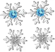 [Yardenfun] Men's Christmas Earrings Snowflake Studs Holiday Rhinestone Crystal Earrings Versatile Jewelry for Men
