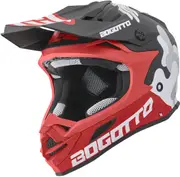 Bogotto V328 Camo Fiberglass Motocross Helmet, black-white-red, Size XL for Men Black White Red