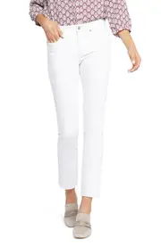 NYDJ Sheri Ankle Fray Hem Slim Jeans in Optic White at Nordstrom, Size 14P