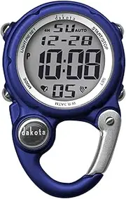 [Dakota] Digital Mini Clip, Alarm, Stop Watch, Timer and Dual Time, Quality Fob and Pocket Watch, Premium Durability Outdoor Gifts for Men and Women, Tactical Digital Clip on Watch - Blue
