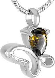 DOTUIARG Pet Remembrance Necklace Crystal Butterfly Cremation Urn Pendant Memorial Jewelry for Ashes