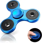 Aolcev Fidget Spinner Hand Spinner Fidget Toy Stainless Steel Metal Fast Bearing 2-5 Minutes Spins Hand Spinner Tri Finger Gyro Toy EDC ADHD Focus Anxiety Stress Relief Toys for Kids Women Men-Blue