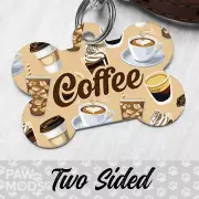 Coffee Dog Tags for Dogs, Mocha Pet ID Tags, Custom Personalized Latte Puppy Tag