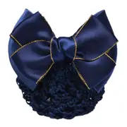 4 Pcs Floral Lace Satin Bow Hair Net Barrette Bank Staff Flight Attendant Nurses Satin Hair Clip Net Snood Women Hair Accessories