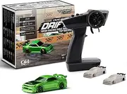 Flycolor Turbo 1:76 Drift RC Car with Gyro Radio Full Proportional Remote Control RTR(Green)