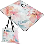 Yoogain Outdoor Blanket for Grass Portable Picnic Outdoor Camping Mat for Outdoorsy Women Spring Gifts Watercolor Art Flowers Red 60x80in