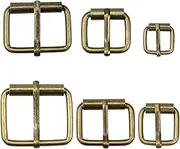 Hysagtek Brass Buckles 60 Pcs Roller Buckles Belts Hardware Pin Buckle for Bags Leather Belt Strap Hand DIY Accessories, 6 Size - 1.3'', 1.18", 1", 0.79", 0.67", 0.51" Bronze Metal