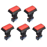 Game Rectangle Push Buttons Red LED Light with Micro Switches 49x33mm/12V/5Pcs