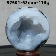 B7501-52mm-116g Natural agate spherulite geode ball quartz crystal Reiki healing
