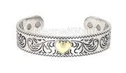 Heart Gold&Silver plating on Solid Copper Magnetic Bangle Bracelet Cuff - BG75T
