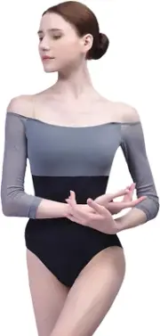 Women'S Strapless Ballet Leotard with Straps, 3/4 Sleeve Ballet Dance Camisole L