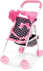 Doll Buggy - Pink And Black With Pink Bow New