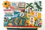 Dino Dinosaur Friends Custom Chipboard Mini Book Album Kit Scrapbook Echo Park