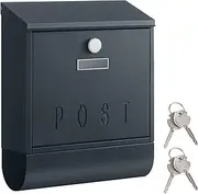 SONGMICS Letterbox, Wall-Mounted Letterbox, Lock with Copper Locking Cylinder and Rotating Cover, Newspaper Compartment, Post Viewing Window, Name Plate Holder, Lockable, Anthracite GMB021G01