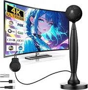 tlidfgeo 2025 Upgraded TV Aerial,Indoor TV Aerial for Smart TV with Signal Booster High Gain Freeview 250 miles+, Tv Signal Booster-TVs 4K 1080P HDTV & VHF/UHF/DAB Radio and Portable All Compatible