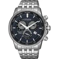 在飛比找Yahoo奇摩購物中心優惠-CITIZEN 星辰 光動能萬年曆手錶 送禮首選-灰藍x銀/