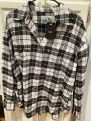 LEVI’S SILVERTAB Men’s M Gray & Silver Plaid Flannel Shirt NEW with Tags
