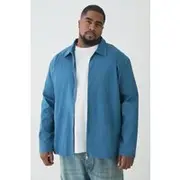 Mens Plus Stretch Zip Through Shirt in Slate