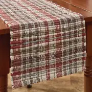 Weathered Barnboard Red Grey Brown Chindi Woven Cotton Country Table Runner