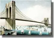 NYC Brooklyn Bridge Vintage Picture on Stretched Canvas, Wall Art Décor, Ready t