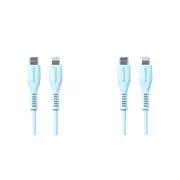 2x Microdia Fruitywire Silicone PD60W USB-C to 8-Pin Cable Cord 1.3m Baby Blue