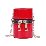 Cylinder Shape Messenger Bags Retro Solid Women Mini Female PU Shoulder Purse for Outdoor Shopping Traveling Decoration