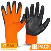 10 Pairs Orange/Black Safety Work Gloves Mechanic Gloves Multi Purpose Gloves