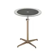 Upo Height Adjustable Round Side Lamp End Table Glass Top