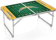 PICNIC TIME NFL Los Angeles Chargers Concert Mini Portable Table - Small Folding Table - Mini Picnic Table, (Charcoal Wood Grain) (843-00-141-344-2)