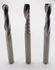 3 x Solid tungsten carbide end mills ¼” shank for CNC and Routers