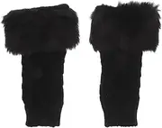 [SAFIGLE] Wool Sleeves Arm Warmers Women Winter Detachable Wrist Warmers Women Winter Arm Warmers Black Gloves with Fur Warm Hand Sleeves Coat Detachable Dark Grey Acrylic