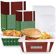 WEEPA 36 Pcs Football Themed Disposable Food Trays, 6.7 x 5.3 x 2.6 in & 4.9 x 3.3 x 1.9 in, Green, Rectangular Serving Trays for Football Party, Tailgate, Picnics