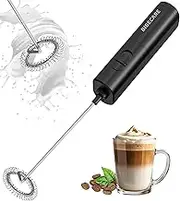BIBECARE Milk Frother Handheld Powerful Mixer Mini Hand Blender for Perfect Lattes, Cappuccinos & More – Portable Stainless Steel Whisk, Ideal for Frappe, Hot Chocolate, Coffee Creamer, and Matcha