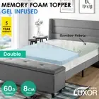 Double Luxor Memory Foam Mattress Topper COOL GEL BAMBOO Cover 8CM Underlay