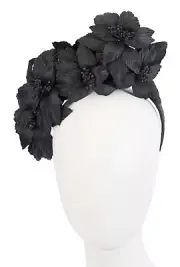 Black flower headband racing fascinator by Fillies Collection Made in Australia