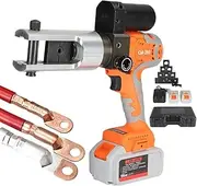 Powerful Electric Crimping Pliers with Lithium Battery - Hydraulic Tool for Copper/Aluminium Termination, 360° Rotating Head, 11 Dies Included, 16-300mm² Capacity